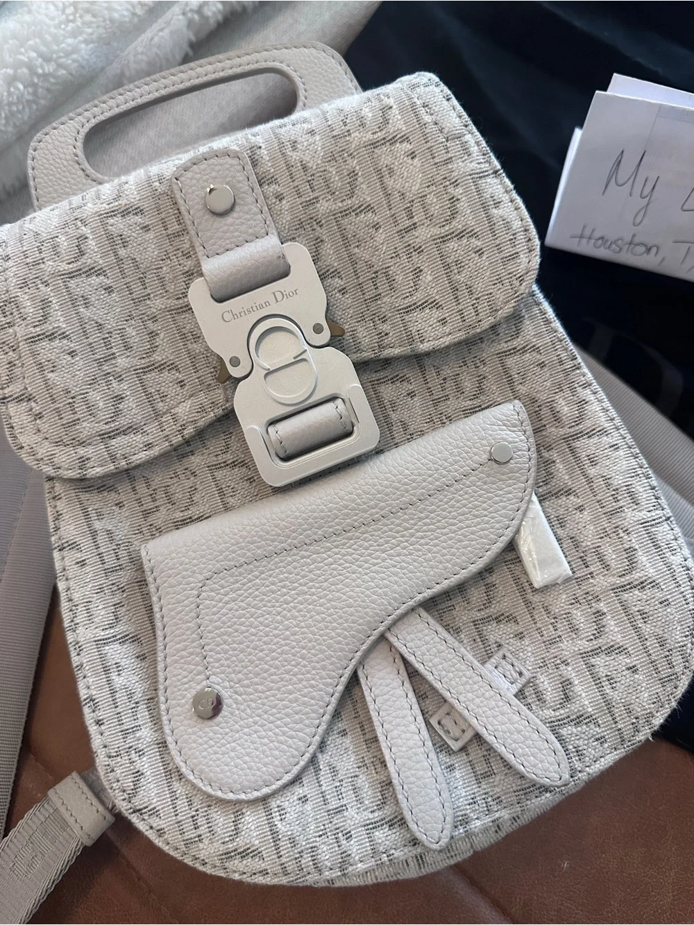 Dior White Monogram Mini Backpack